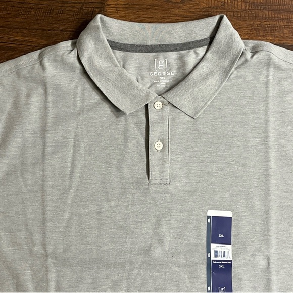George Men's 3XL Grey Heather Short Sleeve Collared Jersey Pique Polo Shirt - Picture 8 of 12